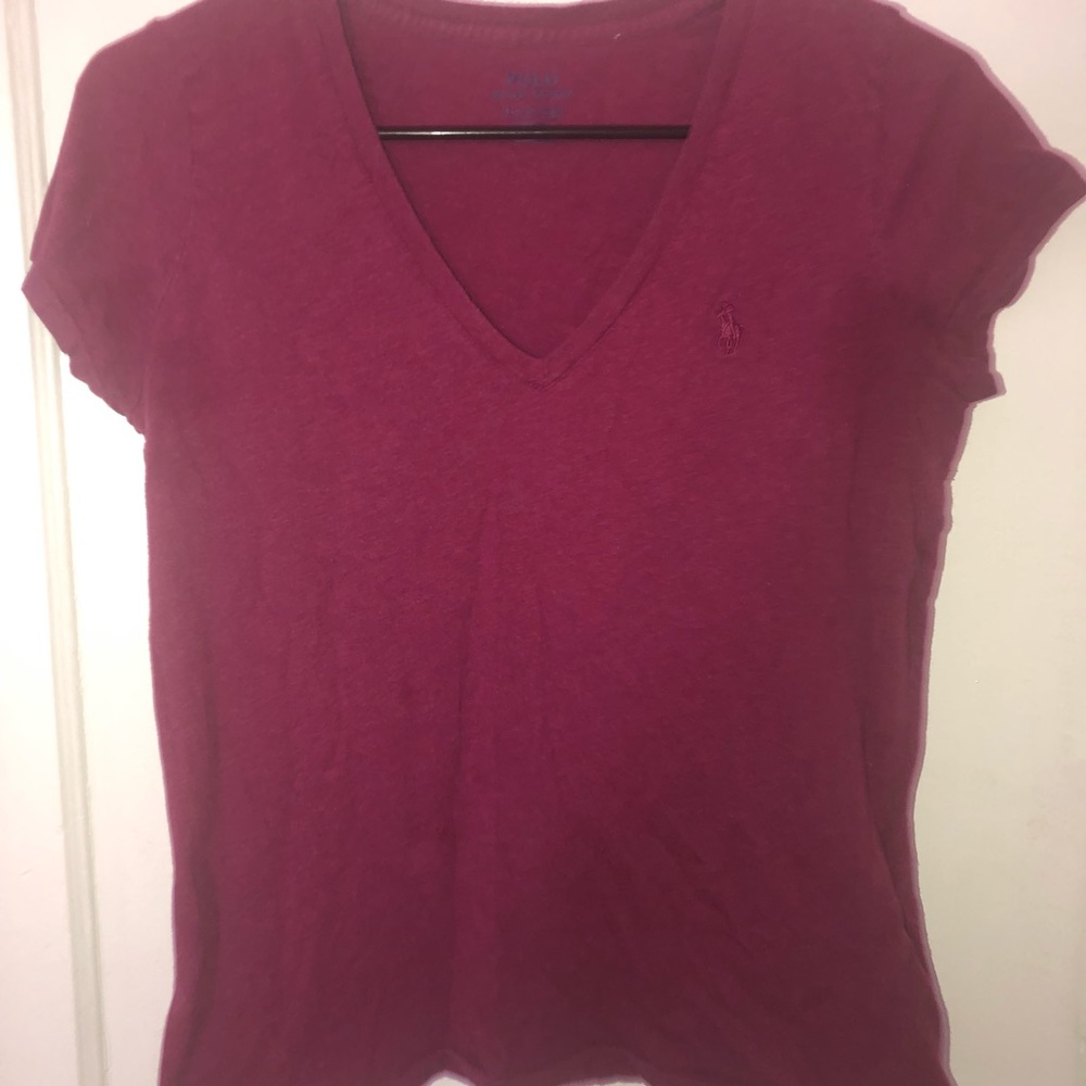 Burgundy V-Neck Polo Shirt